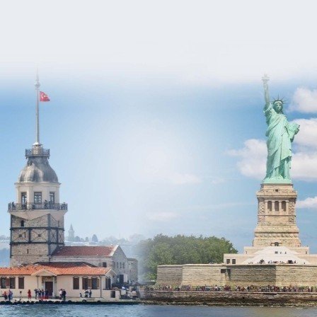 Two-city skyline illustration